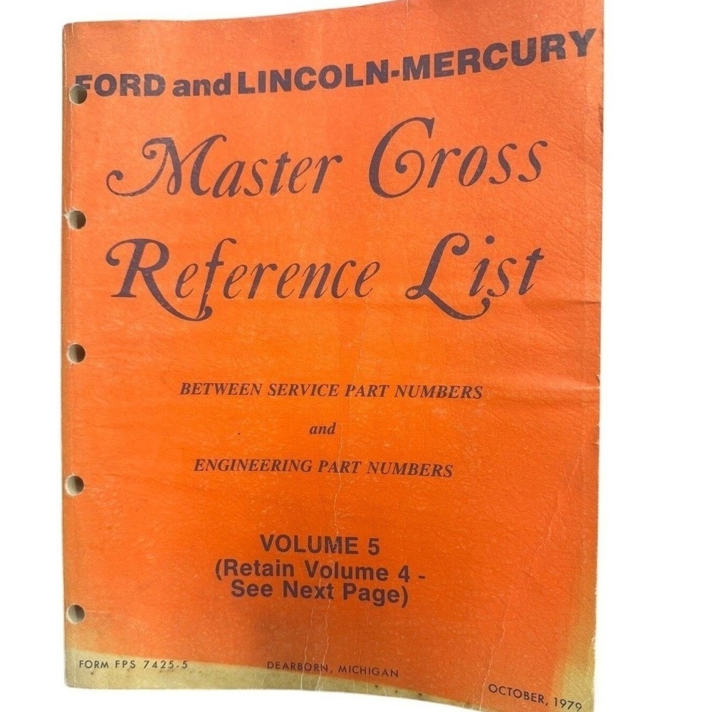 1979 Ford Lincoln Mercury Master Cross Reference List Vol 5 Motorcraft Manual